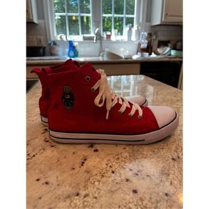 Polo Ralph Lauren Red Hamptyn Hi Solomon Bear Sneakers sz 7 EUC